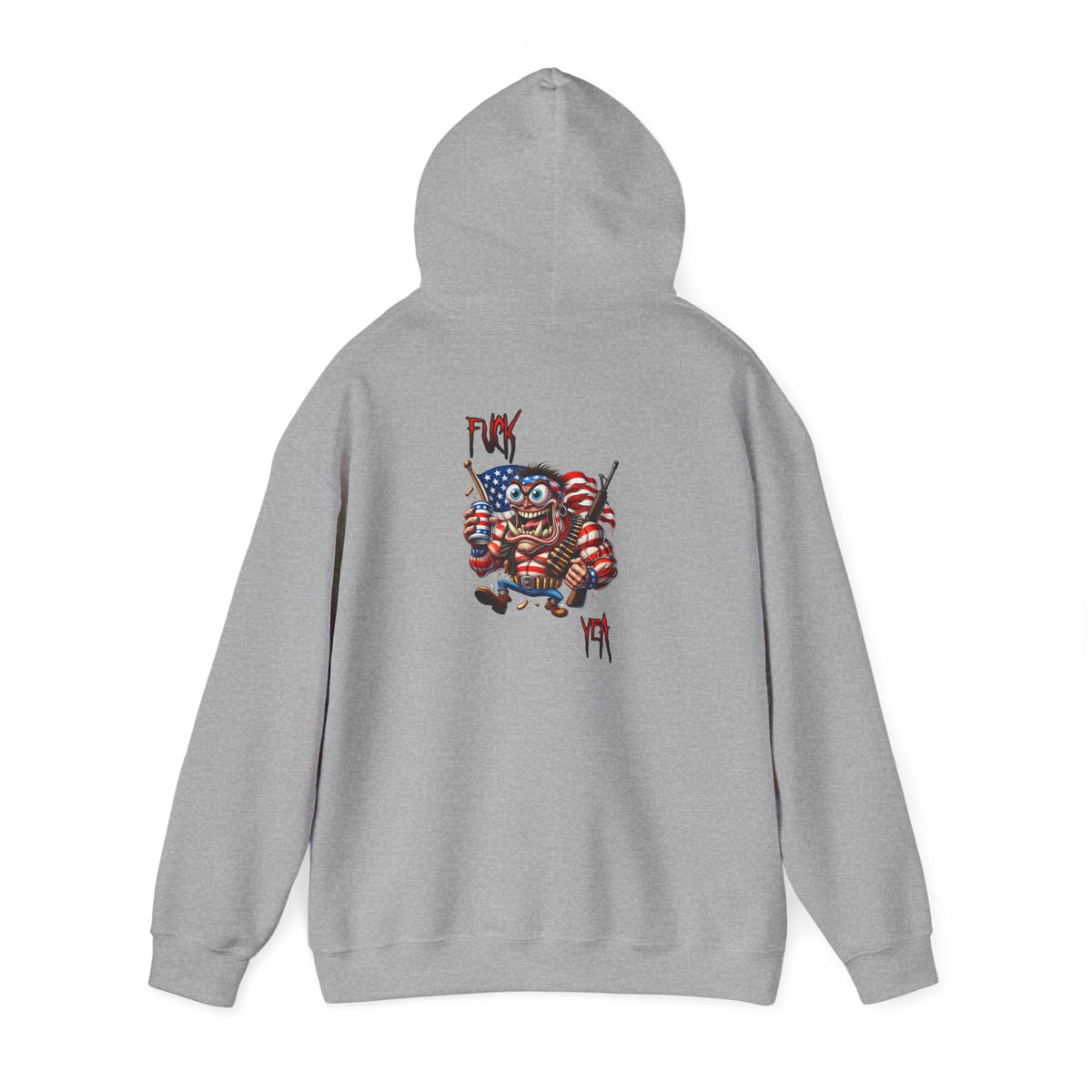 Patriotic Monster Hoodie - Funny USA Flag Character Back Graphic