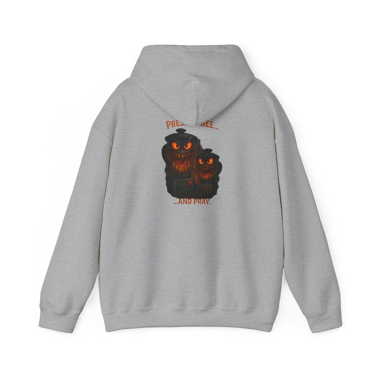 Halloween Hoodie — ‘Press Sneeze and Pray’ Graphic Hooded Sweatshirt