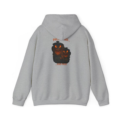 Halloween Hoodie — ‘Press Sneeze and Pray’ Graphic Hooded Sweatshirt