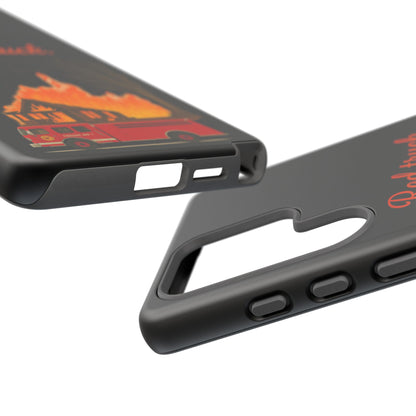 Phone Case — 'Red truck' Fire Truck Design, Vintage Firefighter Gift