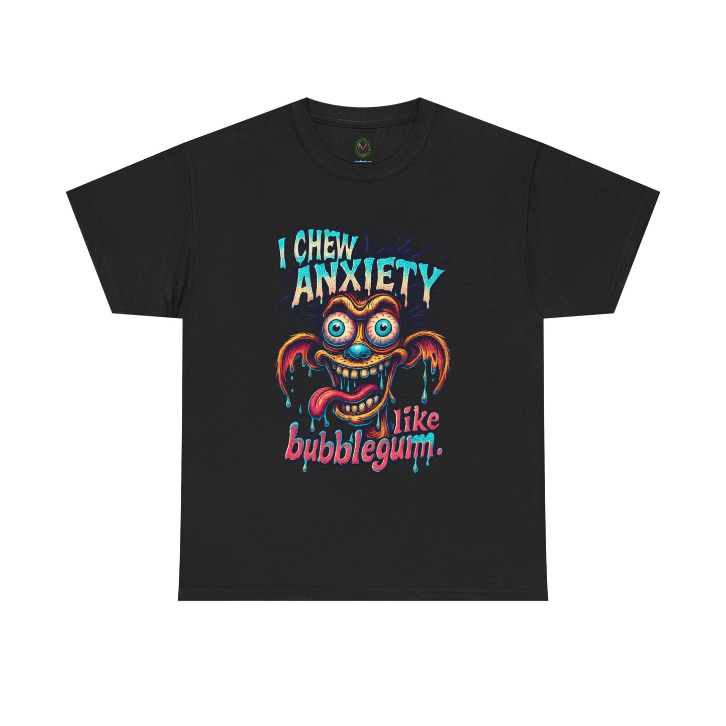I Chew Anxiety Like Bubblegum T-Shirt | Retro Monster Illustration