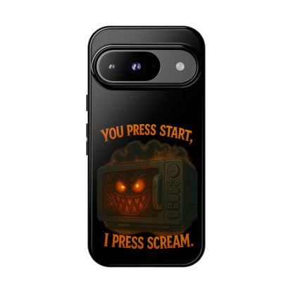 Phone Case — "You Press Start, I Press Scream" Spooky Retro Game Controller Design