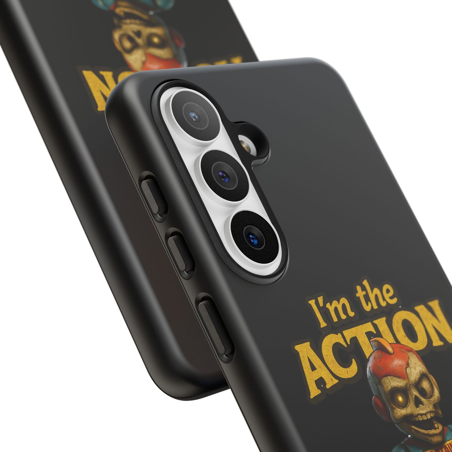 Action Figure Phone Case — "I'm the Action" Retro Skull Toy Design