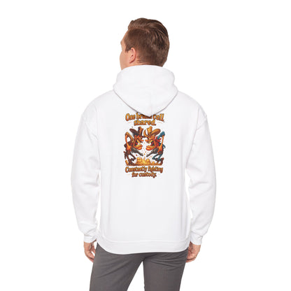 Vintage Crest Hoodie — Community Vibes Graphic Hooded Sweatshirt