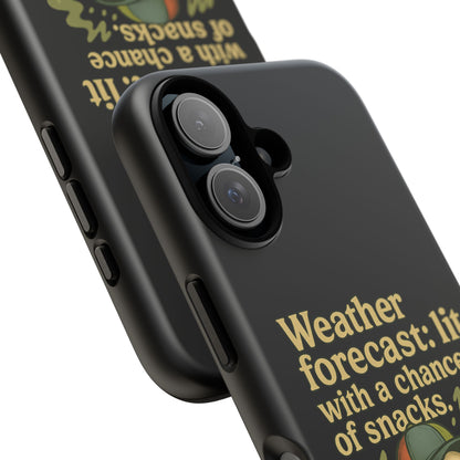 Phone Case — "Weather Forecast: Lit with a Chance of Snacks" Retro Graphic