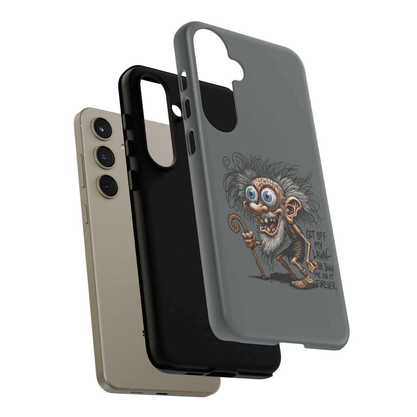 Phone Case — Funny Grumpy Troll Design: “Get Off My Lawn” Protective Cover