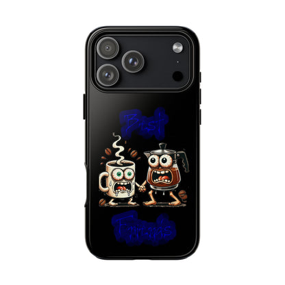 Coffee & Tea Fight Phone Case — Funny Kawaii Beverage Cartoon Tough Cases