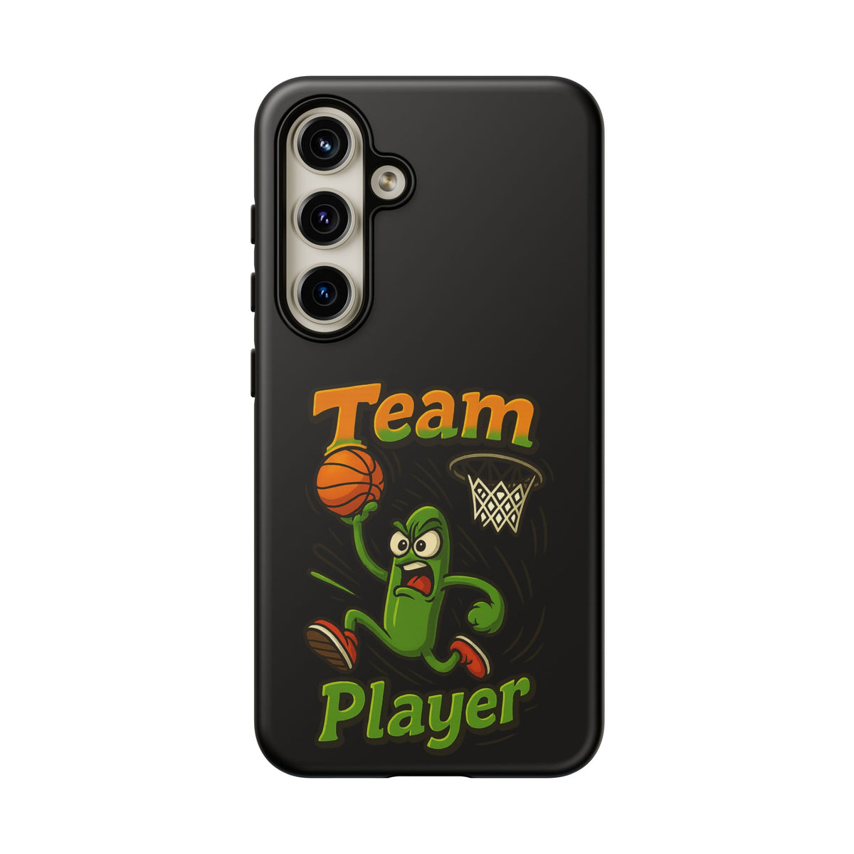 Team Player Basketball Phone Case — Cute Cartoon Pickle Dunk Phone Cover