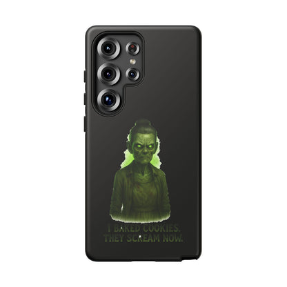 Spooky Green Ghost Phone Case — "I Baked Cookies, They Scream Now" Horror iPhone Cover