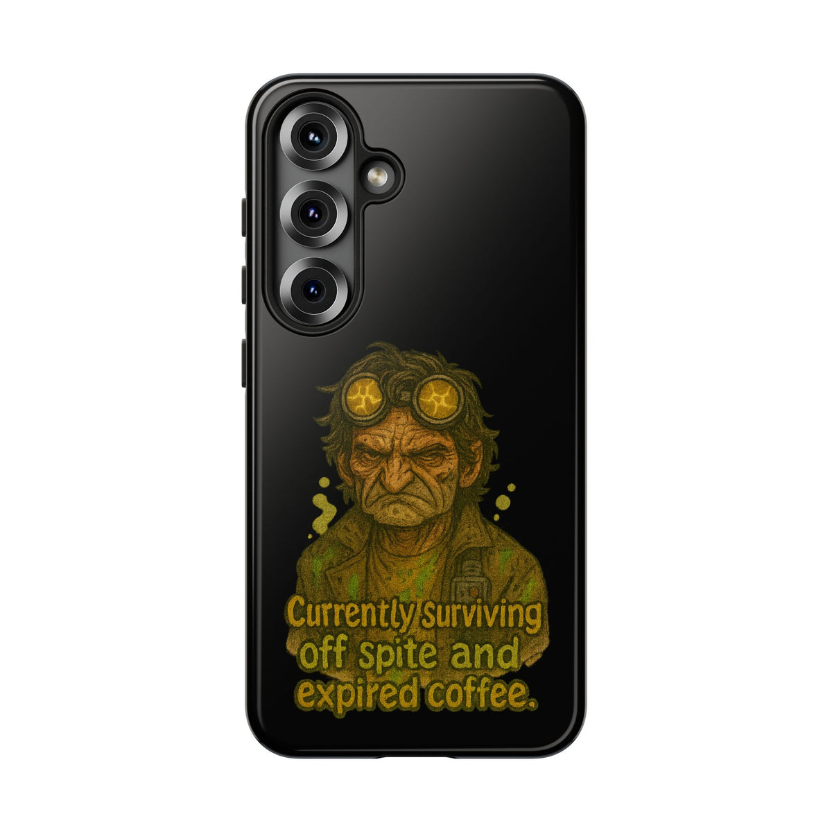 Phone Case — "Currently Surviving Off Spite and Expired Coffee" Vintage Grumpy Design
