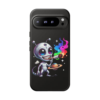 Alien Smoking Rainbow Galaxy Phone Case — Cute Cosmic Art Tough Case