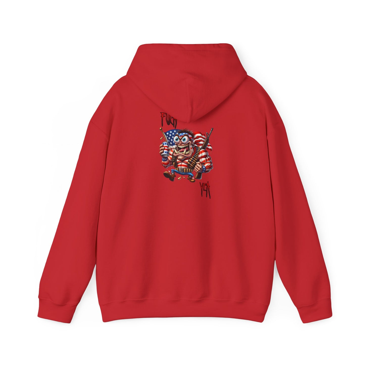 Patriotic Monster Hoodie - Funny USA Flag Character Back Graphic