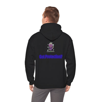 Got Protection? Hoodie — Cute Purple Guardian Character Hooded Sweatshirt