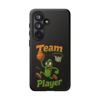 Team Player Basketball Phone Case — Cute Cartoon Pickle Dunk Phone Cover