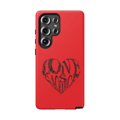 Red 'Love Justice' Heart Phone Case — Protective iPhone Cover, Valentine’s Gift