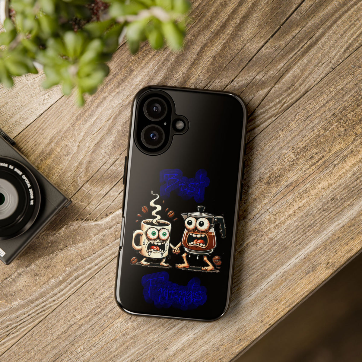 Coffee & Tea Fight Phone Case — Funny Kawaii Beverage Cartoon Tough Cases