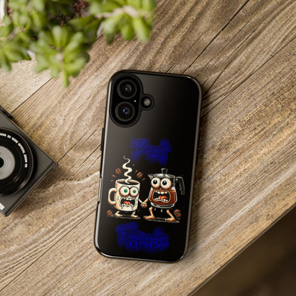 Coffee & Tea Fight Phone Case — Funny Kawaii Beverage Cartoon Tough Cases
