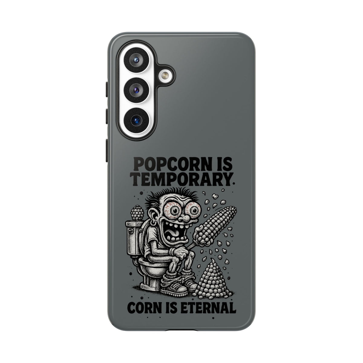 Phone Case — "Popcorn Is Temporary, Corn Is Eternal" Retro Zombie Corn Design