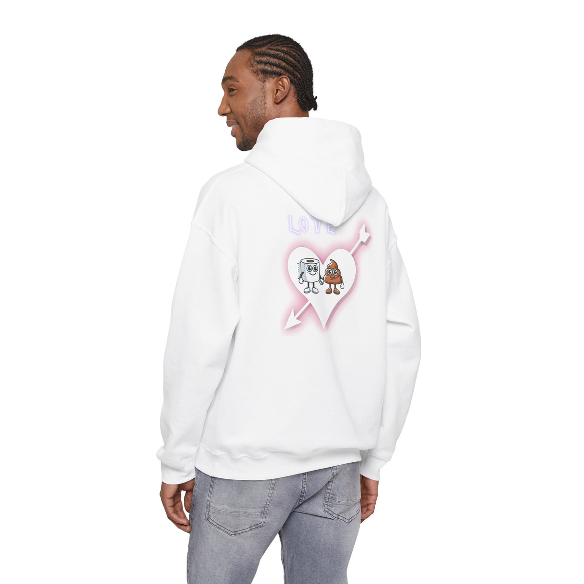 Cute Toilet Paper & Poop Heart Hoodie — Funny Bathroom Couple Graphic Sweatshirt