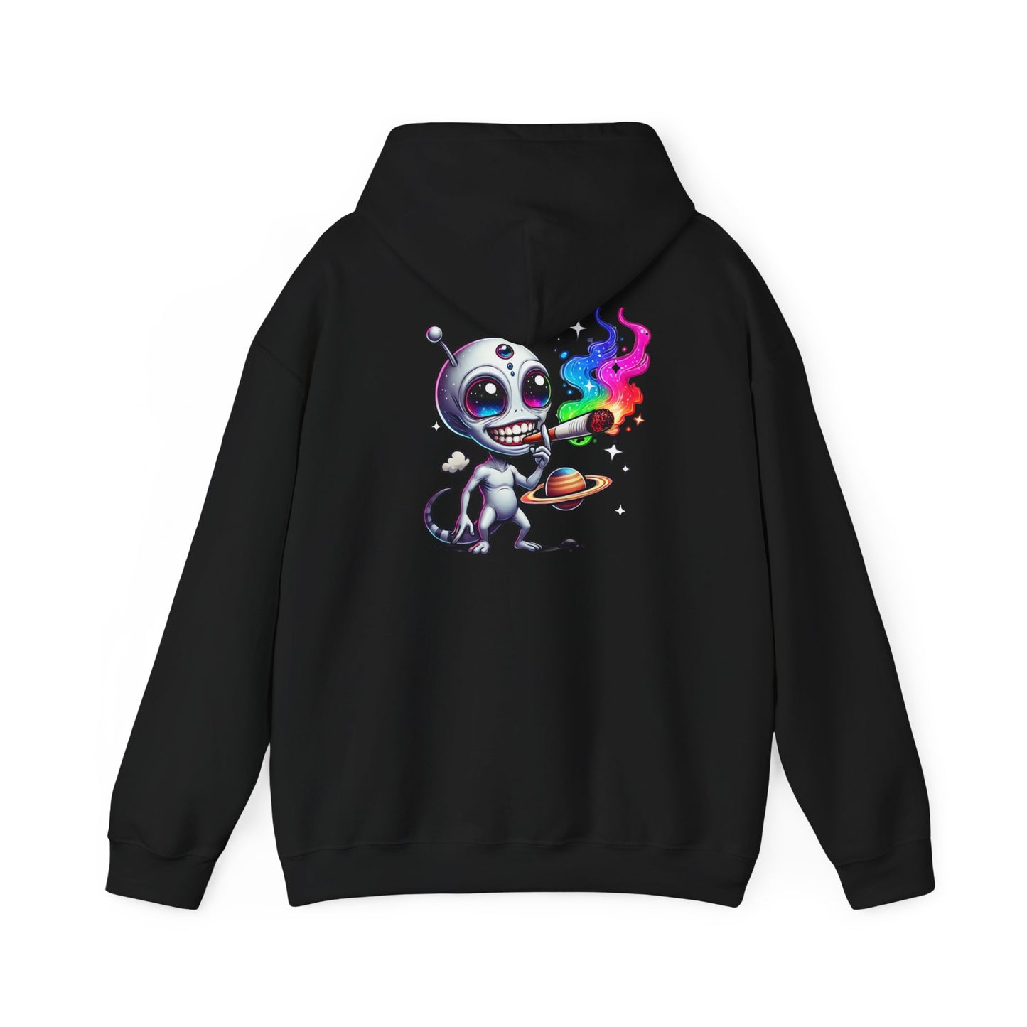 Alien Chef Hoodie — Cute Cartoon Alien Cooking with Rainbow Flame Hooded Sweatshirt