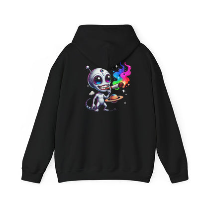Alien Chef Hoodie — Cute Cartoon Alien Cooking with Rainbow Flame Hooded Sweatshirt