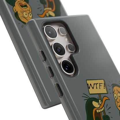 Phone Case - Cartoon Penguin Yelling 'WTF' at Shocked Man, Funny Protective iPhone Cover