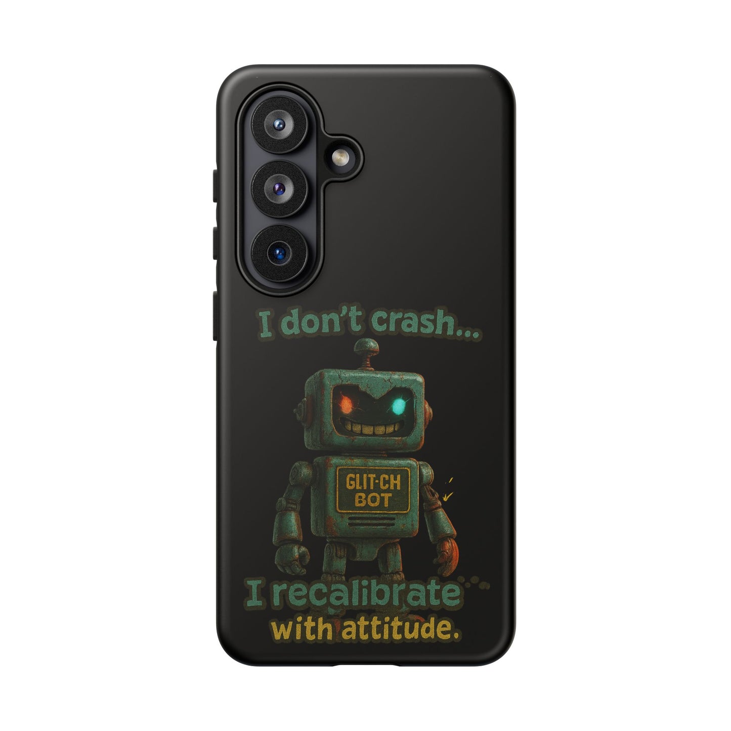 Phone Case — "I Don't Crash... I Recalibrate" Retro Robot Protective Cover