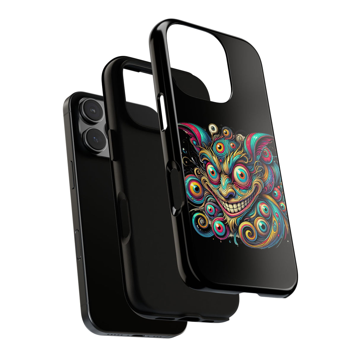 Psychedelic Mischief Phone Case — Colorful Grinning Monster Design