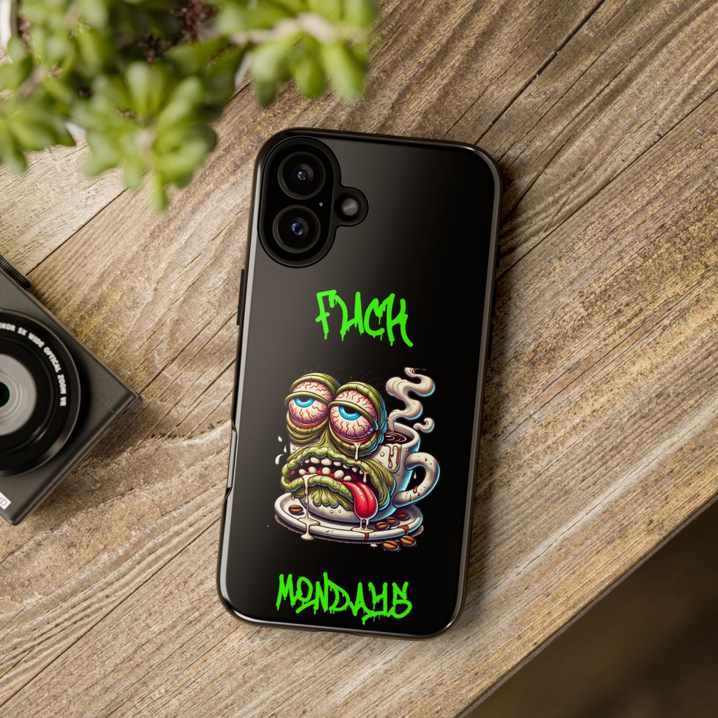 Phone Case — "F*** Monday" Grotesque Coffee Monster Shock Art