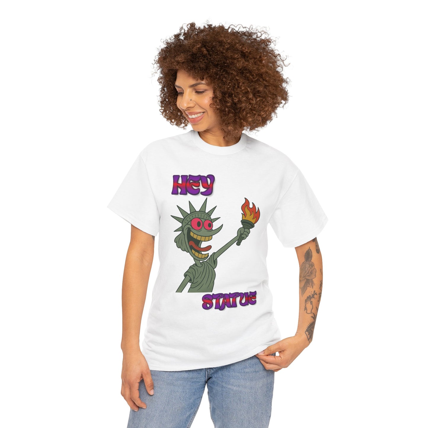 Funny Statue of Liberty Tee, Unisex Cotton T-Shirt, Gift for Friends, Summer