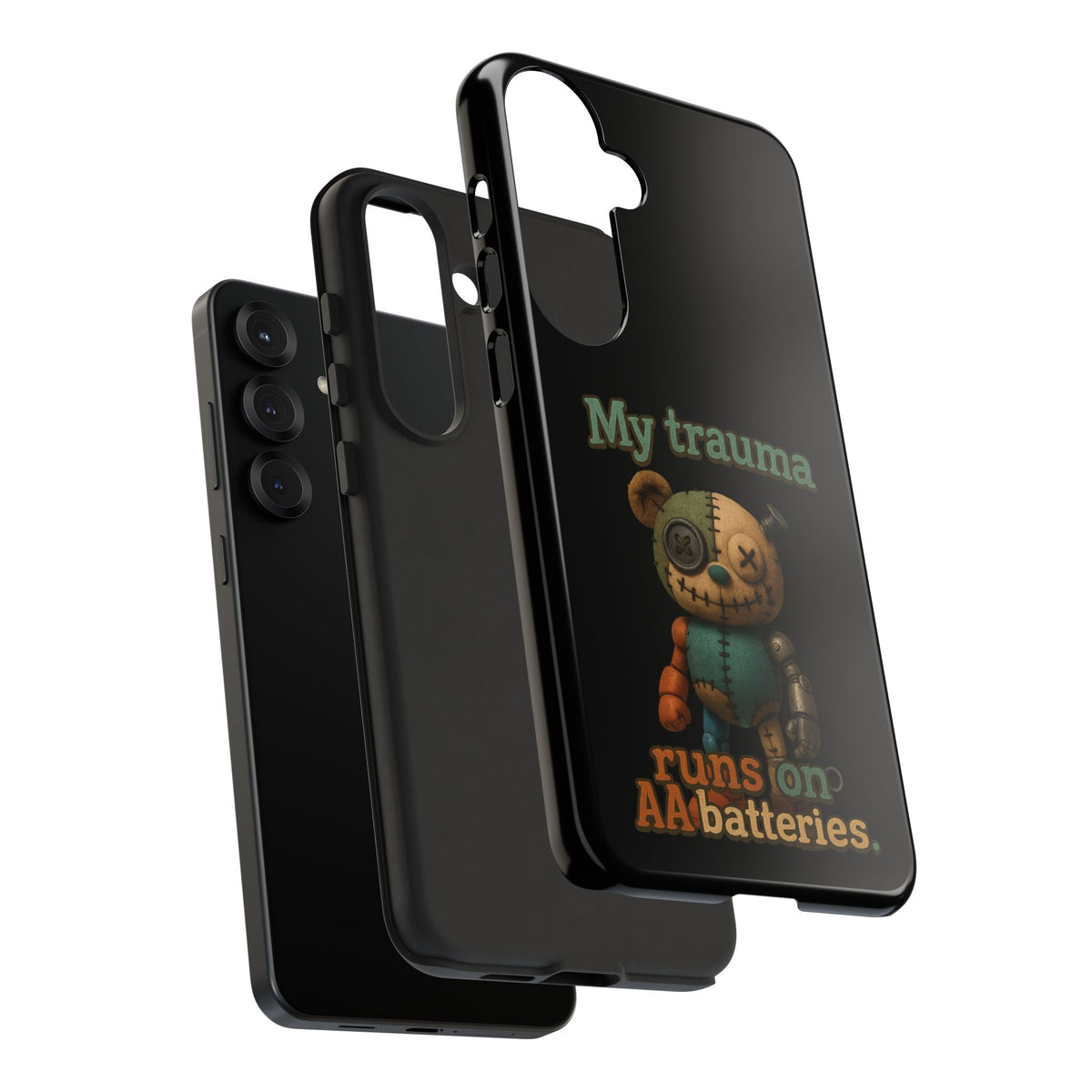 Phone Case — 'My Trauma Runs on AA Batteries' Creepy Voodoo Teddy Protective Cover