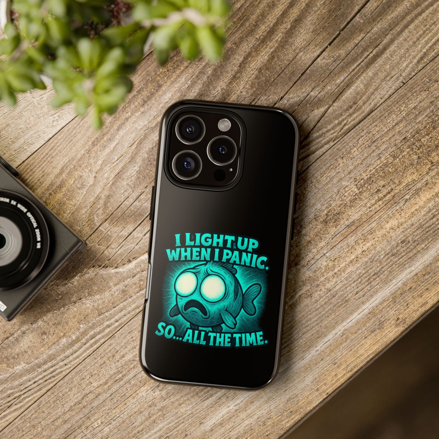 Phone Case — "I Light Up When I Panic" Glow Fish Anxiety Phone Case