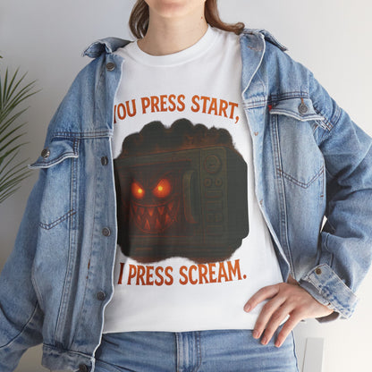 You Press Start I Press Scream tee | Retro Horror Game Controller