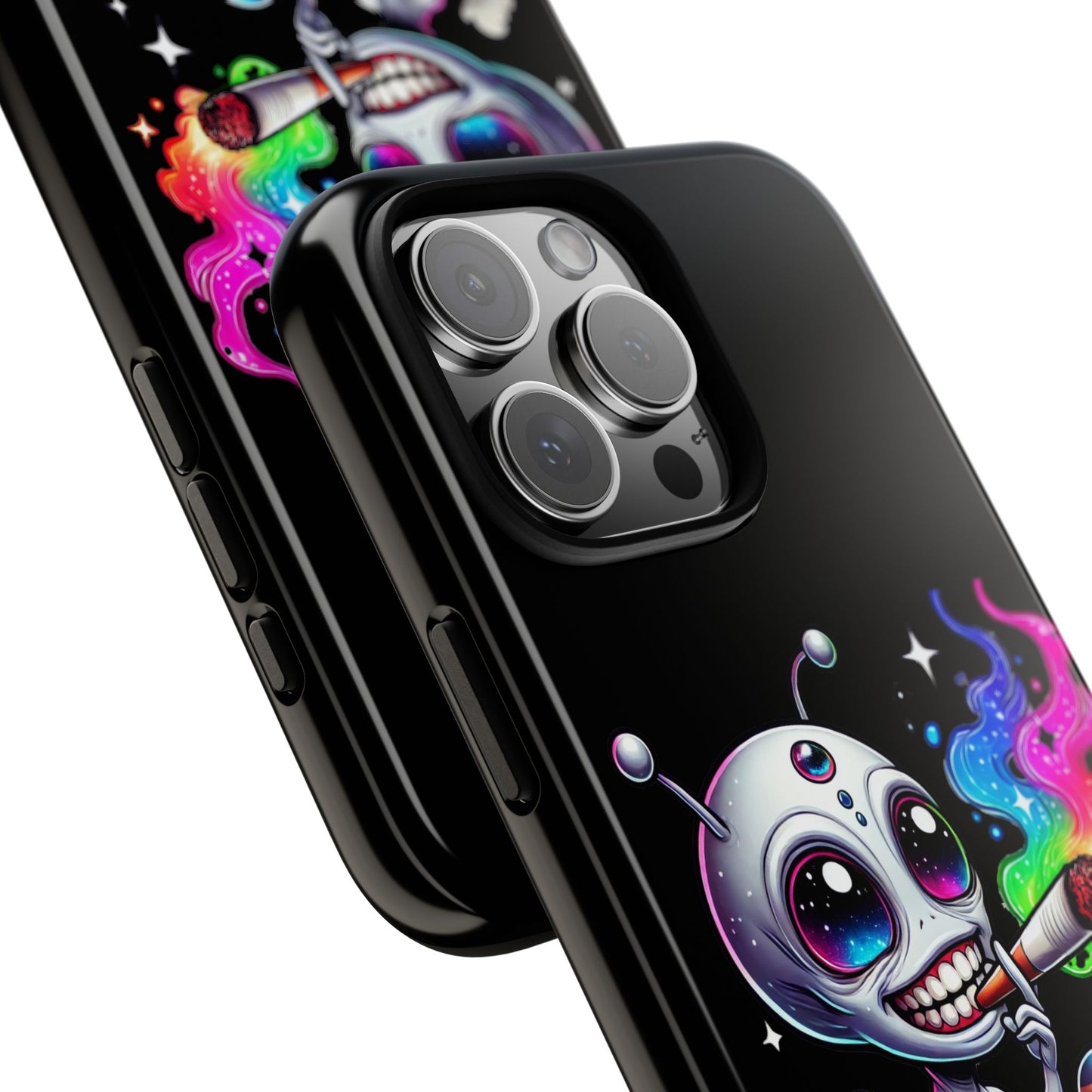 Alien Smoking Rainbow Galaxy Phone Case — Cute Cosmic Art Tough Case