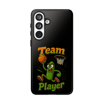 Team Player Basketball Phone Case — Cute Cartoon Pickle Dunk Phone Cover