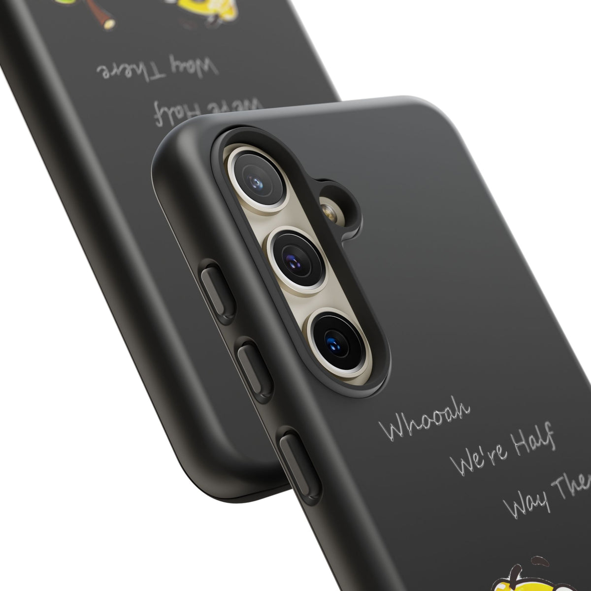 Phone Case - Playful Pear & Lemon Illustration with “Whooah We're Half Way There”