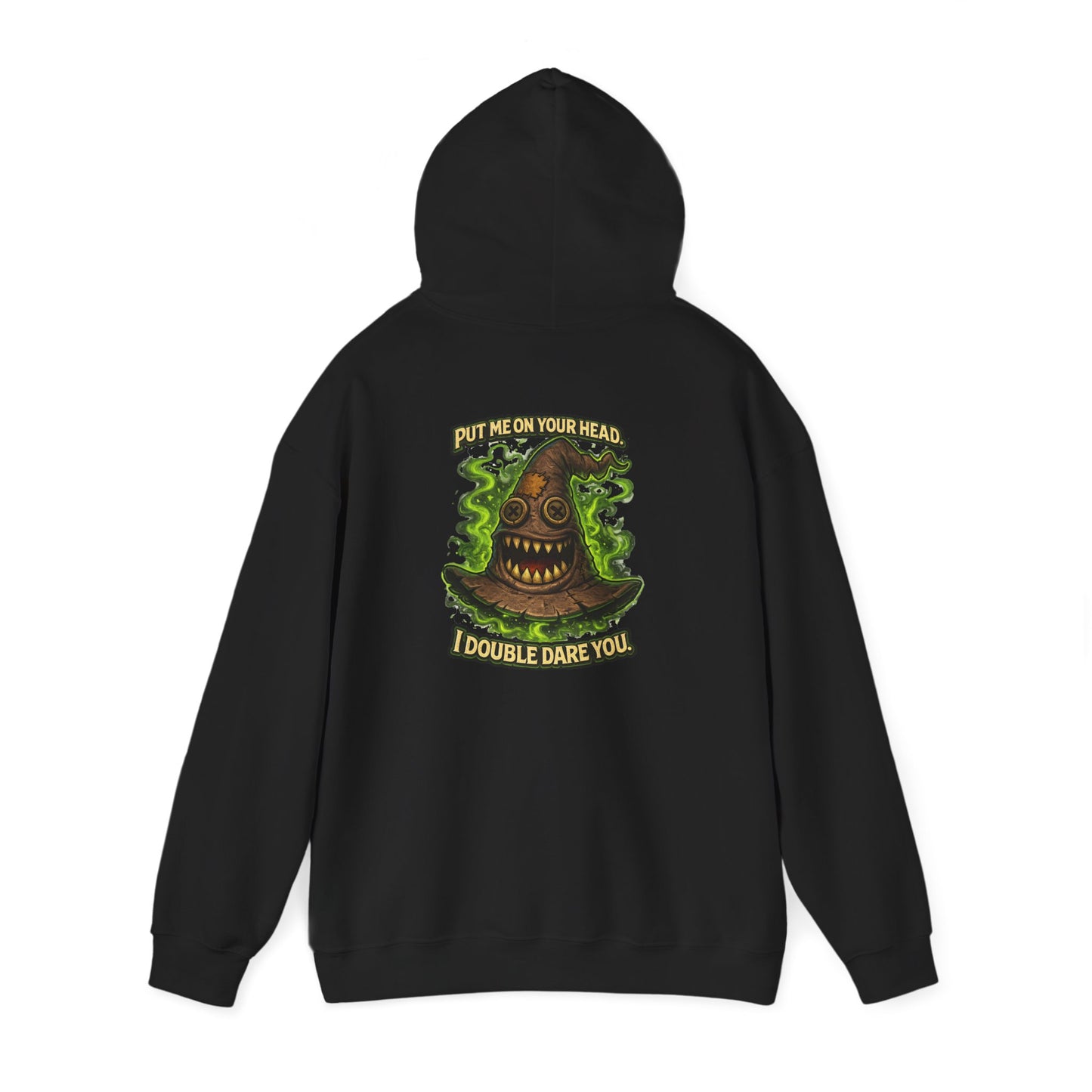 Hoodie — Spooky Talking Sorting Hat Graphic "I Double Dare You"