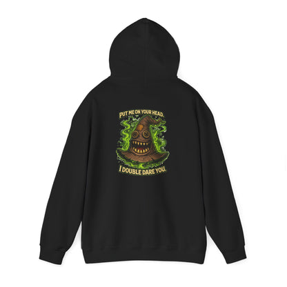 Hoodie — Spooky Talking Sorting Hat Graphic "I Double Dare You"