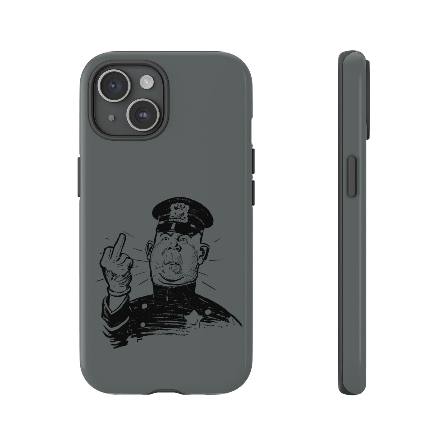 Vintage Cop Middle Finger Phone Case — Edgy Retro iPhone Protective Cover