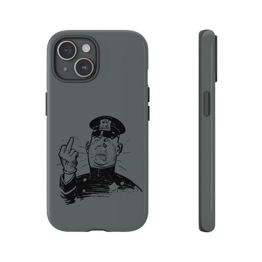 Vintage Cop Middle Finger Phone Case — Edgy Retro iPhone Protective Cover