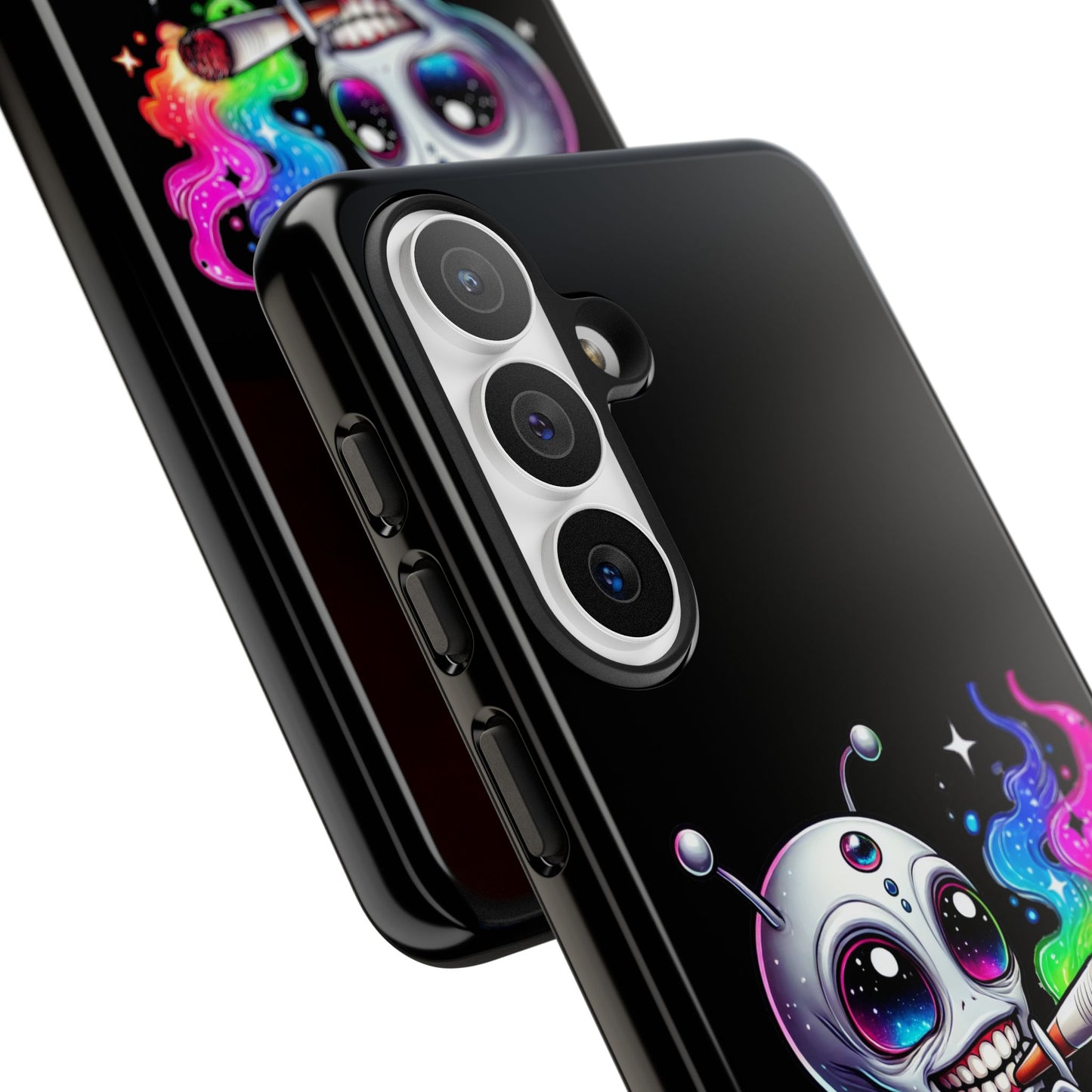 Alien Smoking Rainbow Galaxy Phone Case — Cute Cosmic Art Tough Case