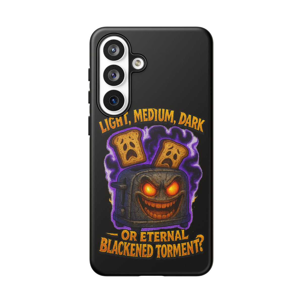 Phone Case — 'Light, Medium, Dark or Eternal Blackened Torment?' Spooky Toast & Toaster Horror Design