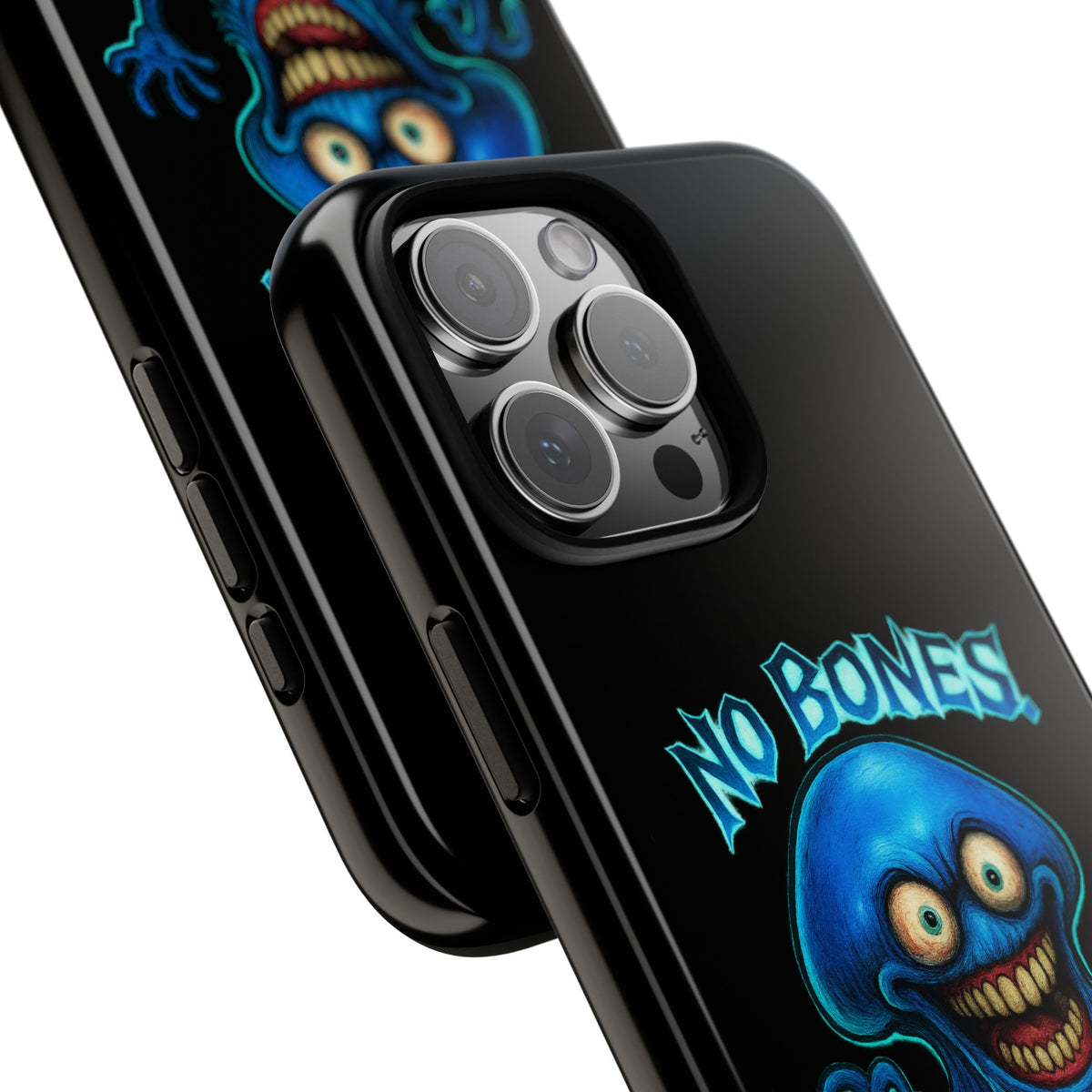 Phone Case — 'No Bones, No Chill, No Mercy' Blue Jellyfish Horror Design