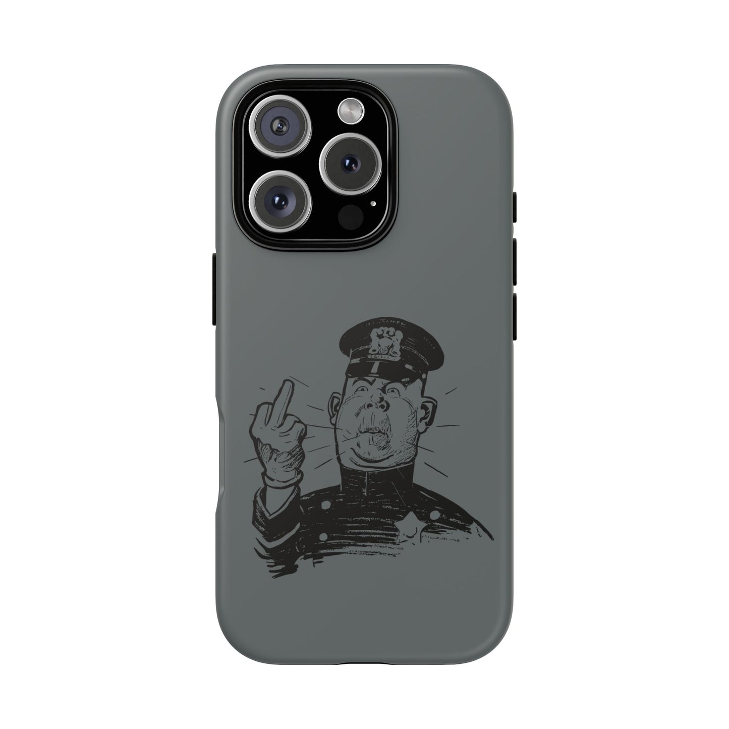 Vintage Cop Middle Finger Phone Case — Edgy Retro iPhone Protective Cover