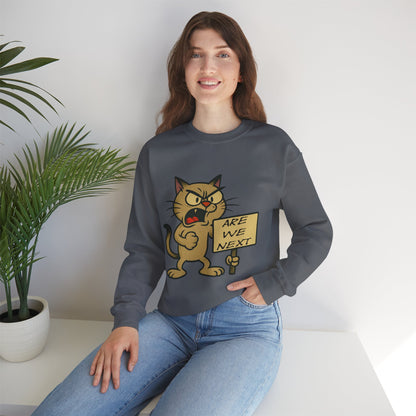 Are We Next – Angry Cat Protest Crewneck Sweatshirt