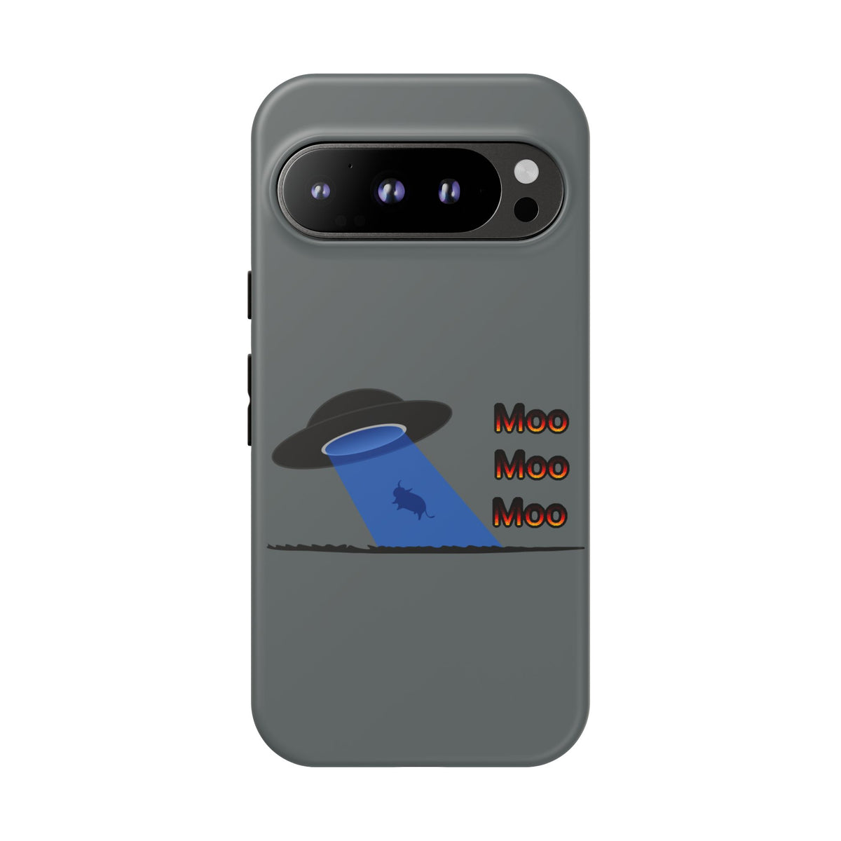Phone Case — Funny UFO Cow Abduction Design with “Moo Moo Moo”