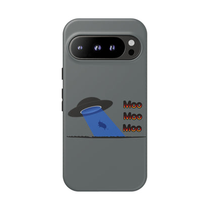 Phone Case — Funny UFO Cow Abduction Design with “Moo Moo Moo”