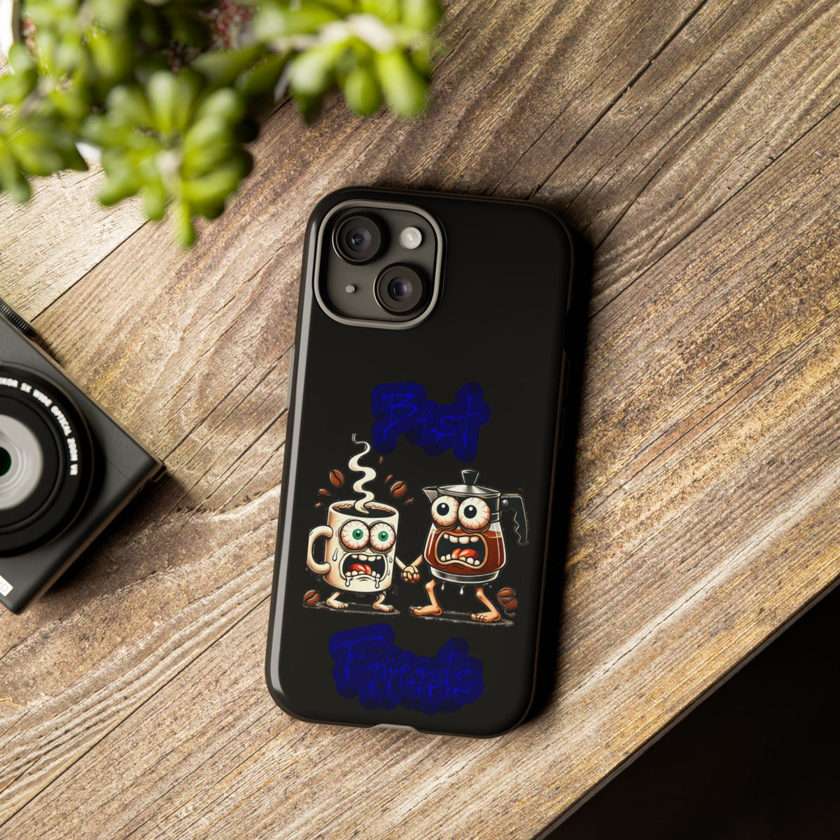 Coffee & Tea Fight Phone Case — Funny Kawaii Beverage Cartoon Tough Cases