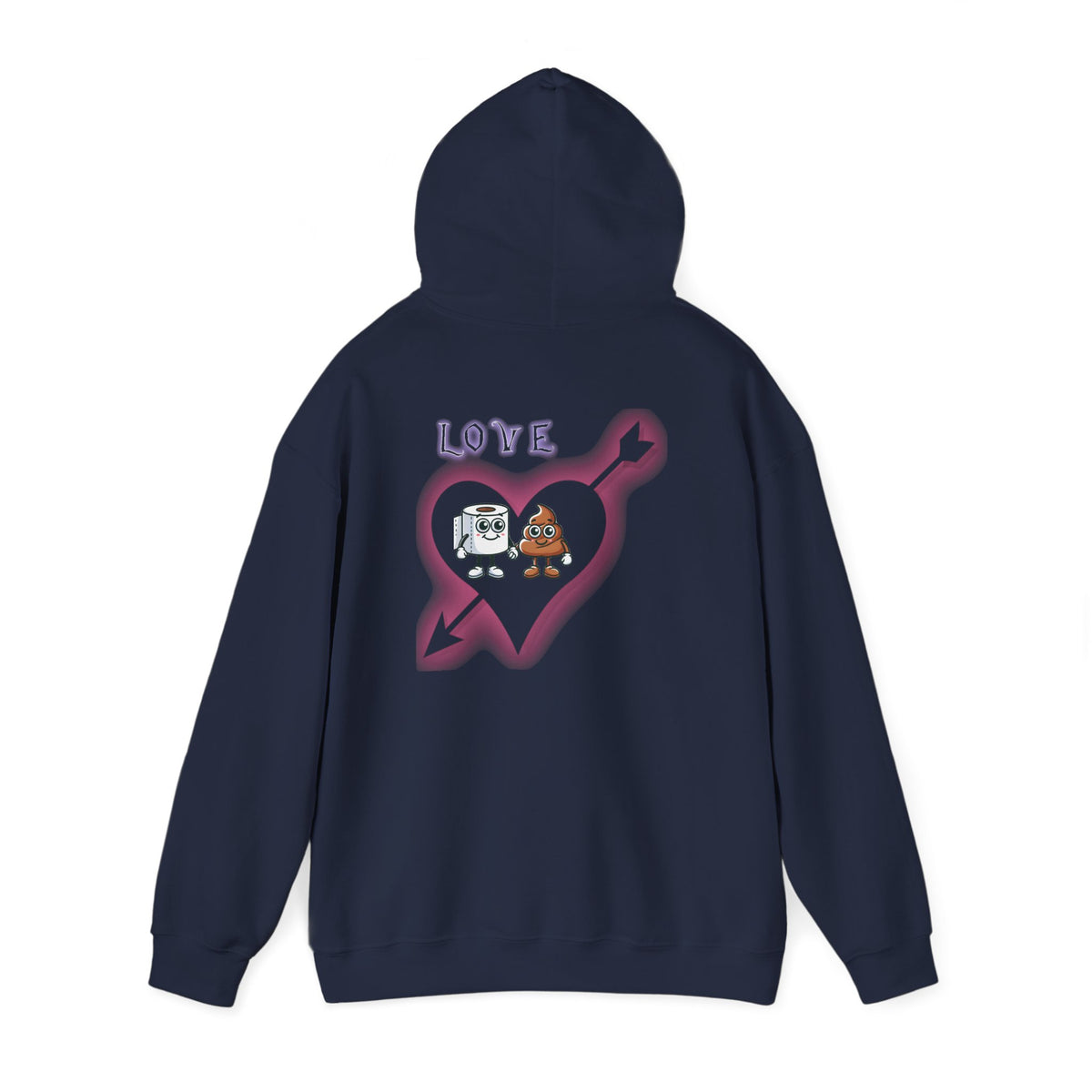 Cute Toilet Paper & Poop Heart Hoodie — Funny Bathroom Couple Graphic Sweatshirt