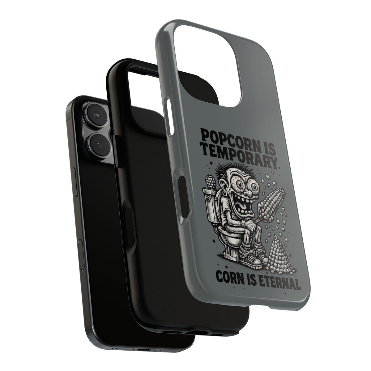 Phone Case — "Popcorn Is Temporary, Corn Is Eternal" Retro Zombie Corn Design